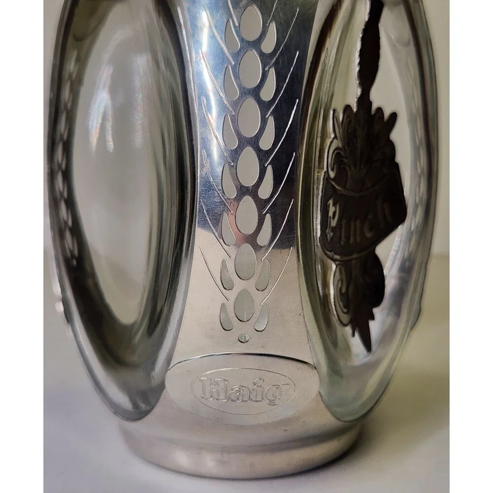 Haig Royal Holland Pewter Overlay Glass Pinch Empty Whisky Bottle Decanter